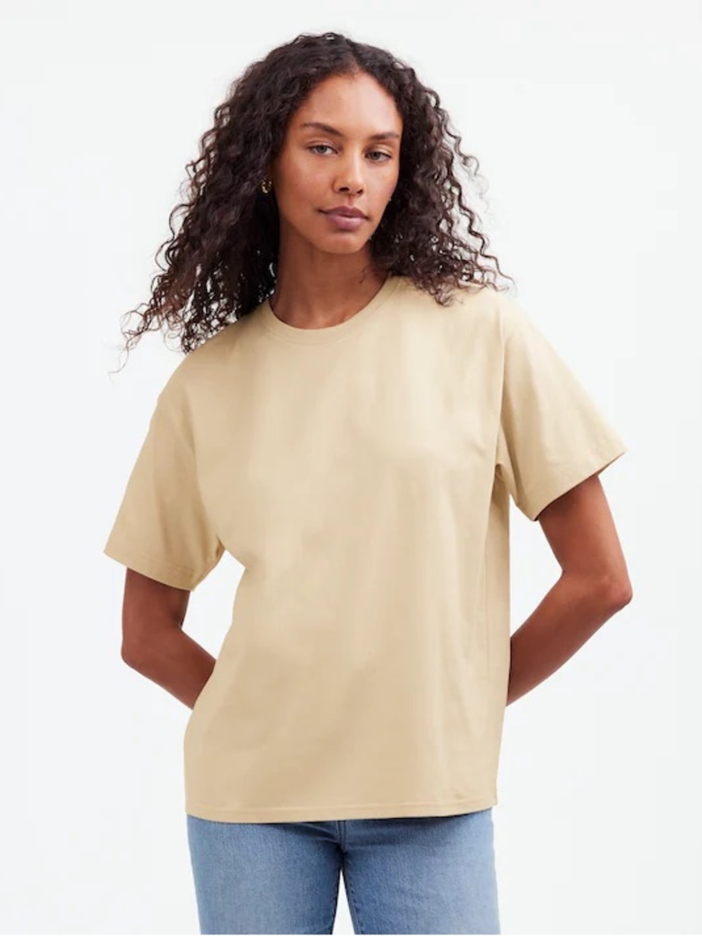 Madewell Oversized Crewneck Tee Beige M